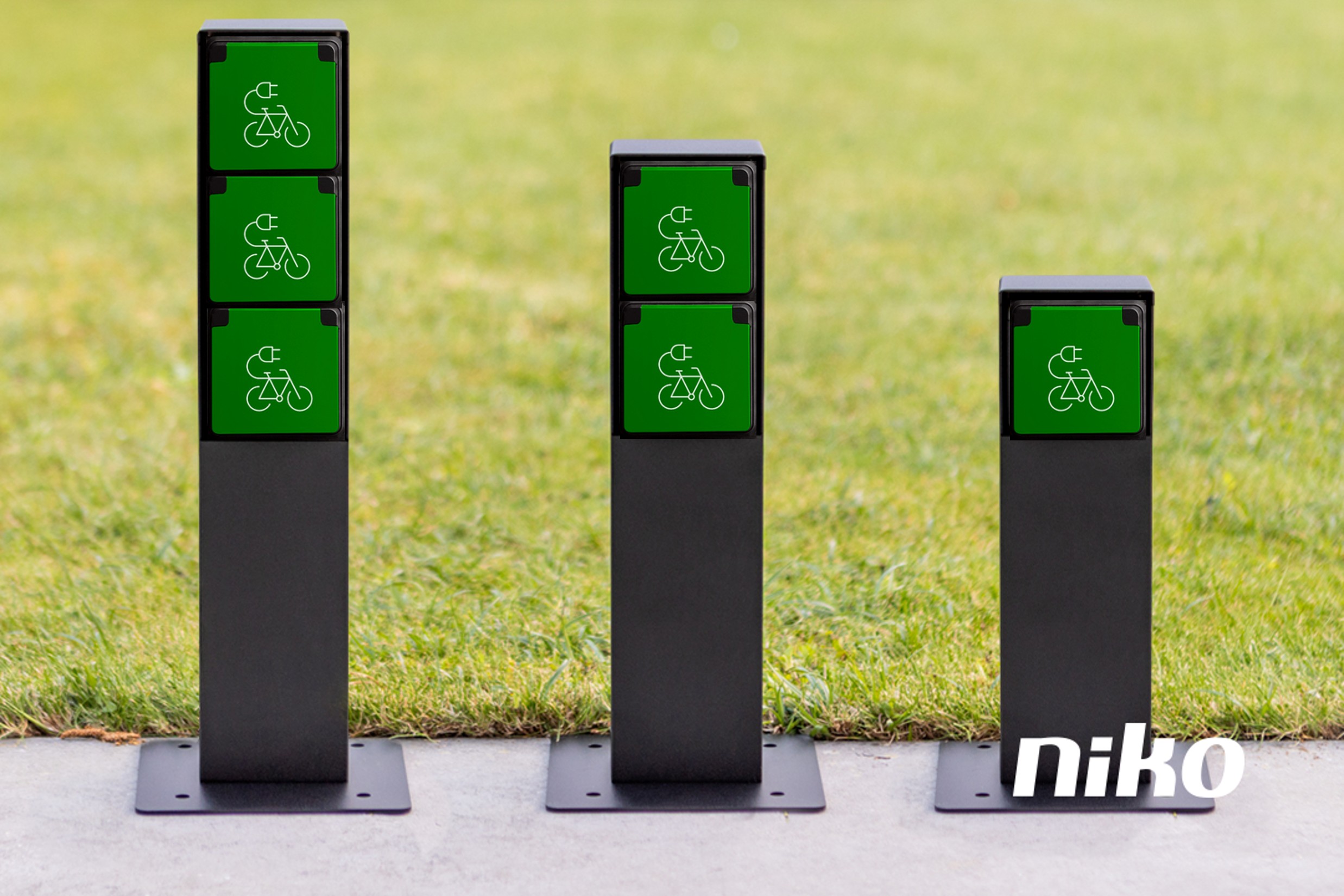 niko poles with bike chargers