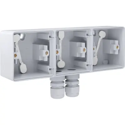 hydro opbouwbak 3 voudig horizontaal met 2x m20 in