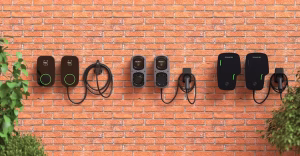 rolec ev chargers on brick wall