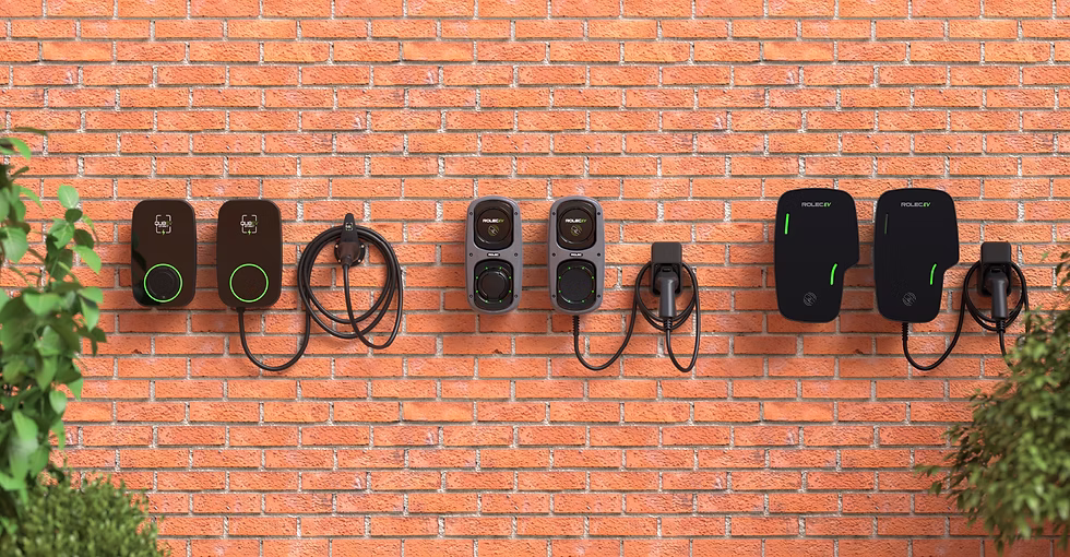 rolec ev chargers on brick wall