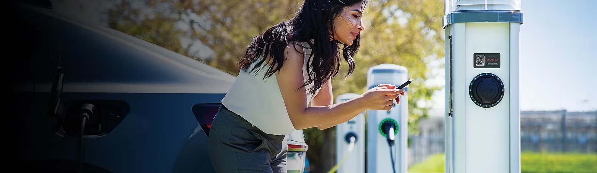 rolec quantum woman looking at charger
