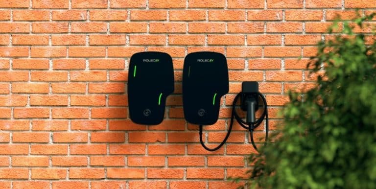 rolec zura home charging ranges on brick wall