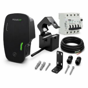 Rolec Zura Intelligent EV-lader zwart + 1-3  x afgeschermde CT-klemmen van 100A tot 35 mm² met 10 m kabels + basisinstallatie